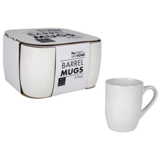 Whiteware Barrel Mug - 4 pack